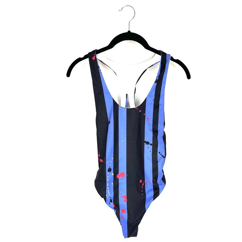 Blue And Black Stripe Swimsuit / Bodysuit – Size 00-8 Extra Small (Size 00)
