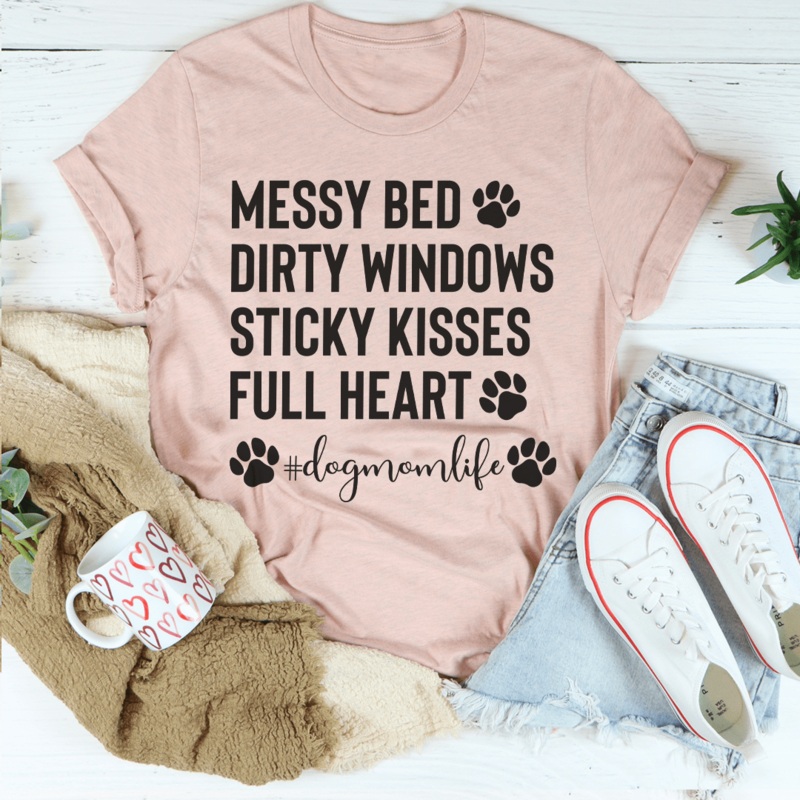 Dog Mom Life Tee Heather Prism Peach S
