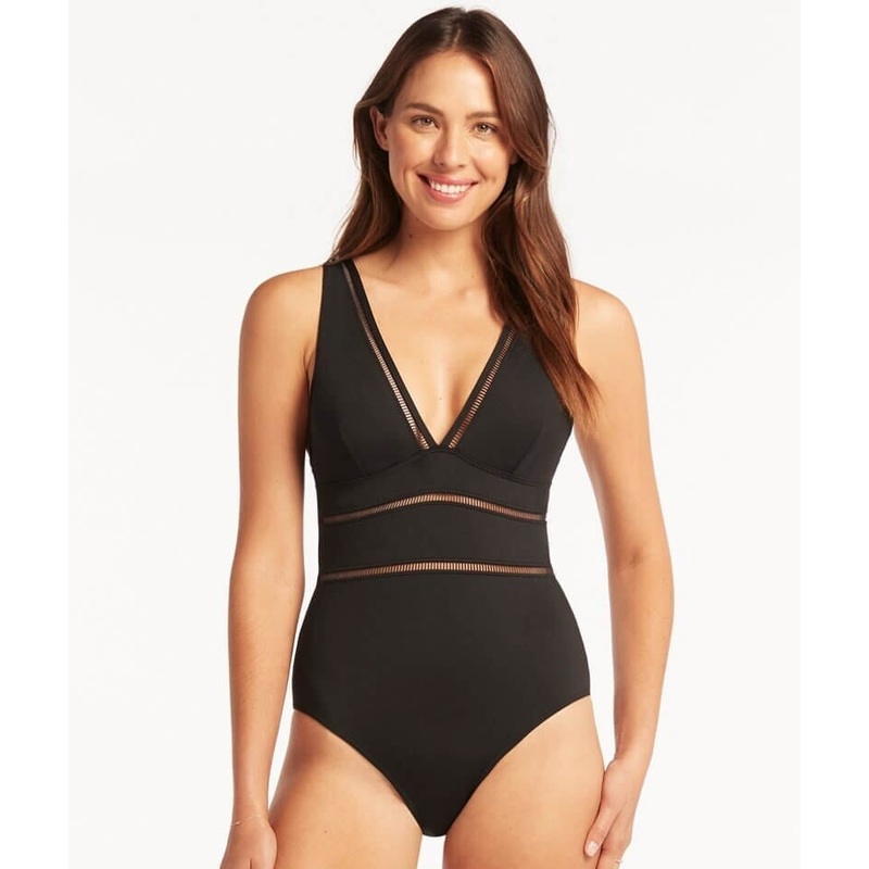Sea Level Eco Essentials Spliced B-DD Cup One Piece Swimsuit – Black 4