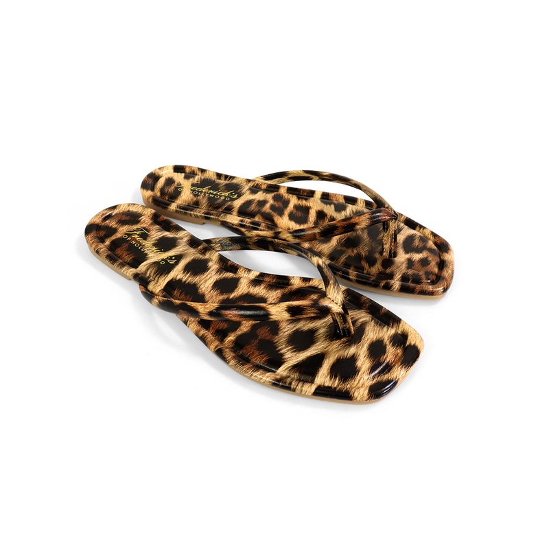 Tallulah Thong Flat Sandal Leopard 5.5