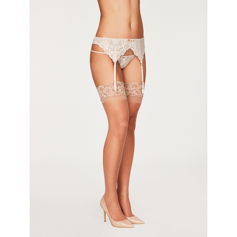 Emmy Scalloped Lace Thigh High Stockings Nude S