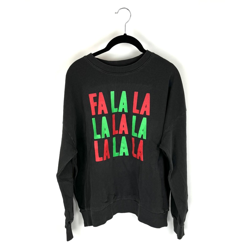 Grey “Fa La La” Graphic Crewneck – Small