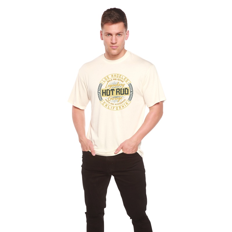 HOT ROO Men’s Bamboo Viscose/Organic Cotton Short Sleeve Graphic T-Shirt Medium Black