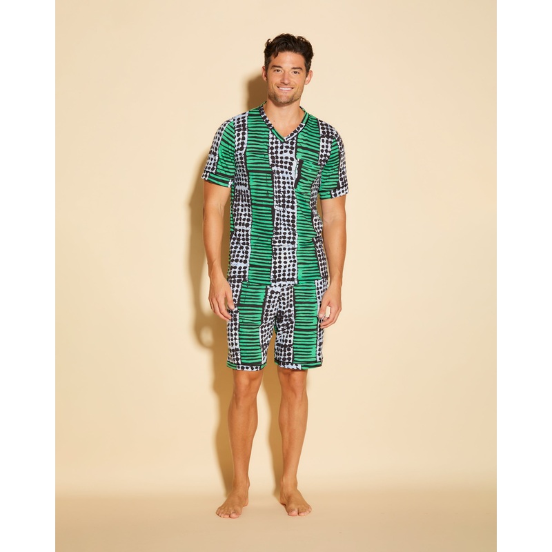 Kurzrmeliges Top & Shorts Pyjama-Set Fr Mnner Aggie S
