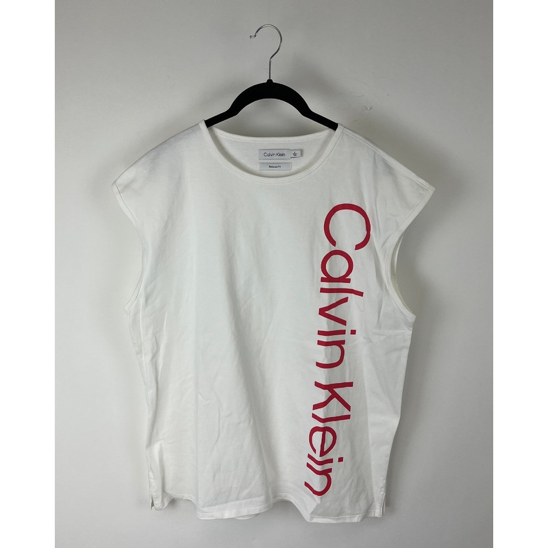 MENS White Logo Muscle Tee – Medium