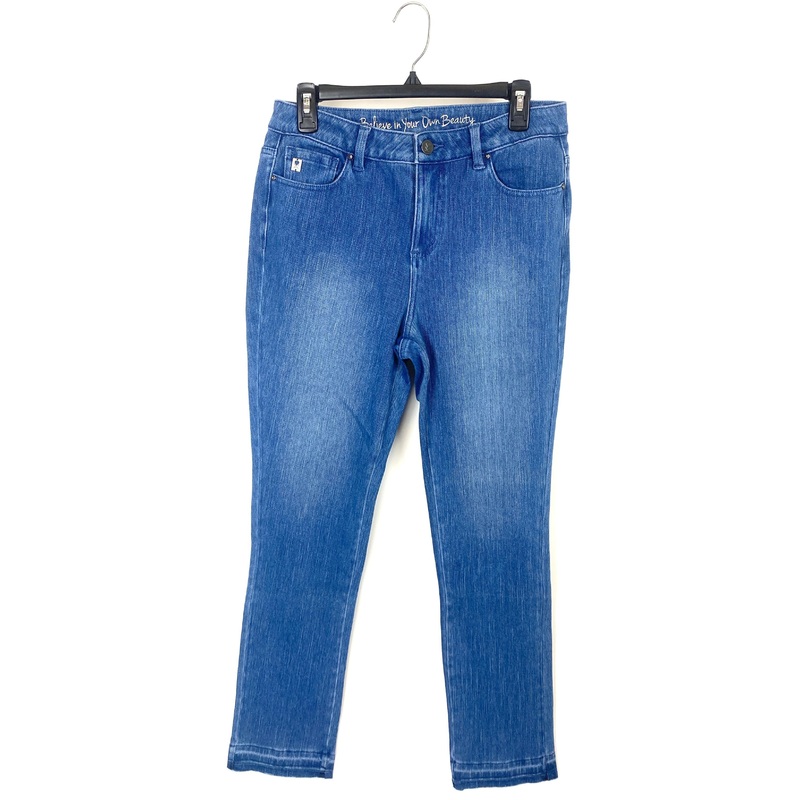 Mid-Wash Blue Jeans With Tie-Dyed Ends  – Size 6/8