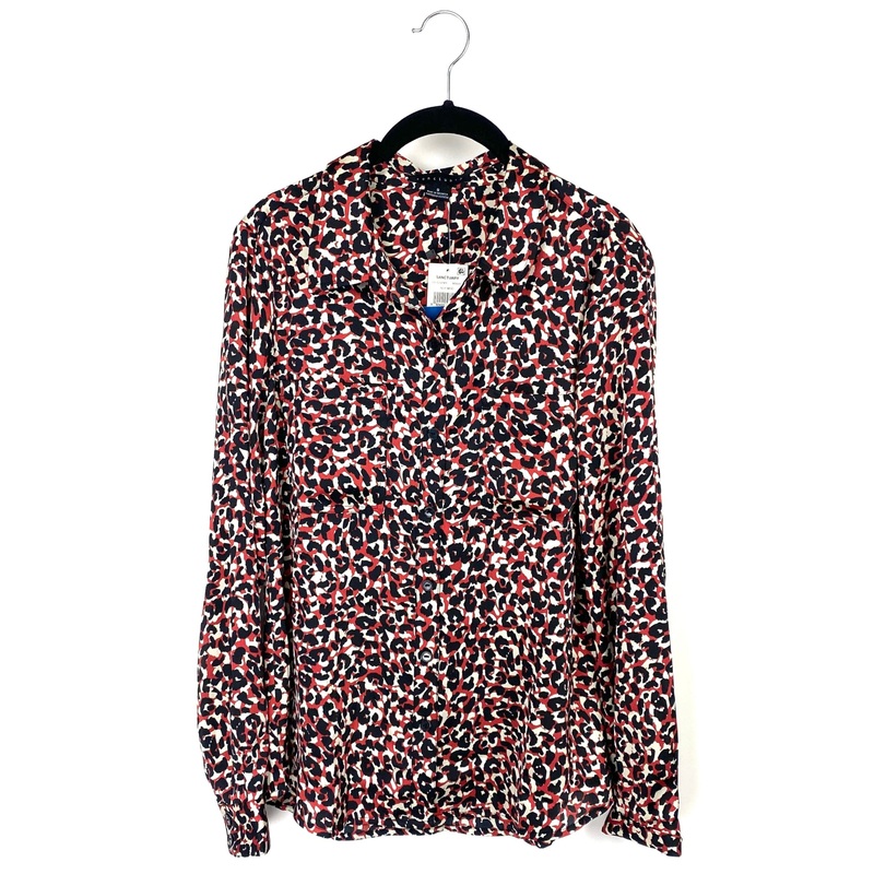 Red, Black and White Leopard Print Top – Small