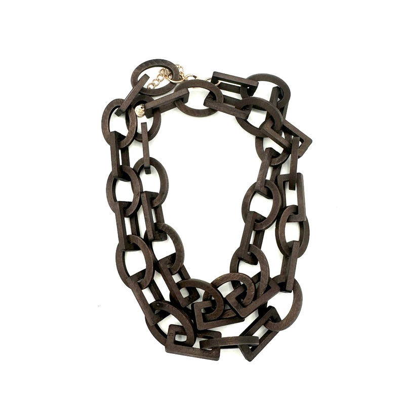 Brown Wooden Chain Necklace
