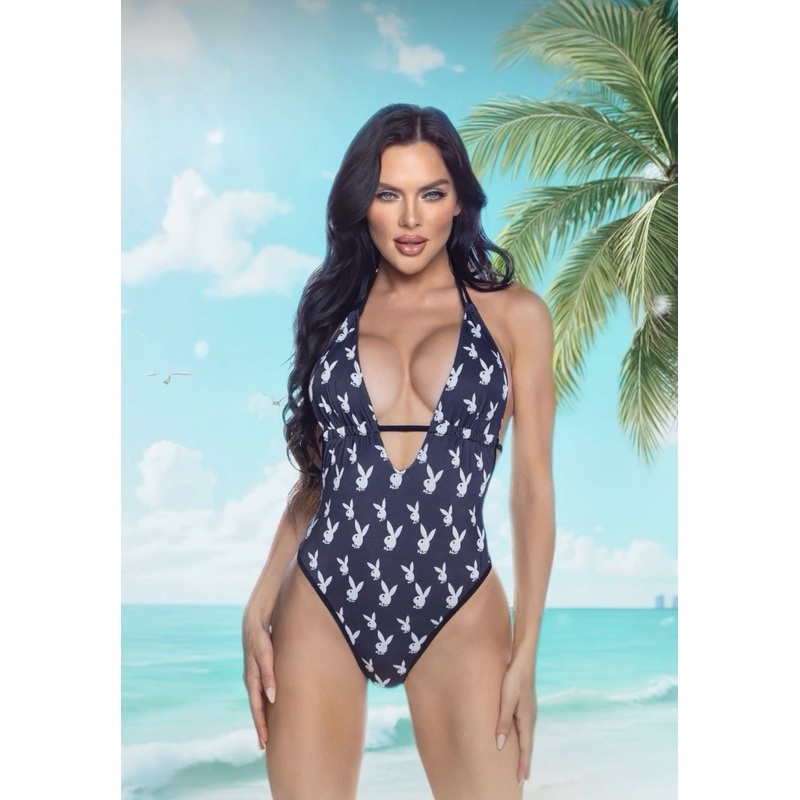 Bunny World 1-PC Swimsuit Black/White X-Small