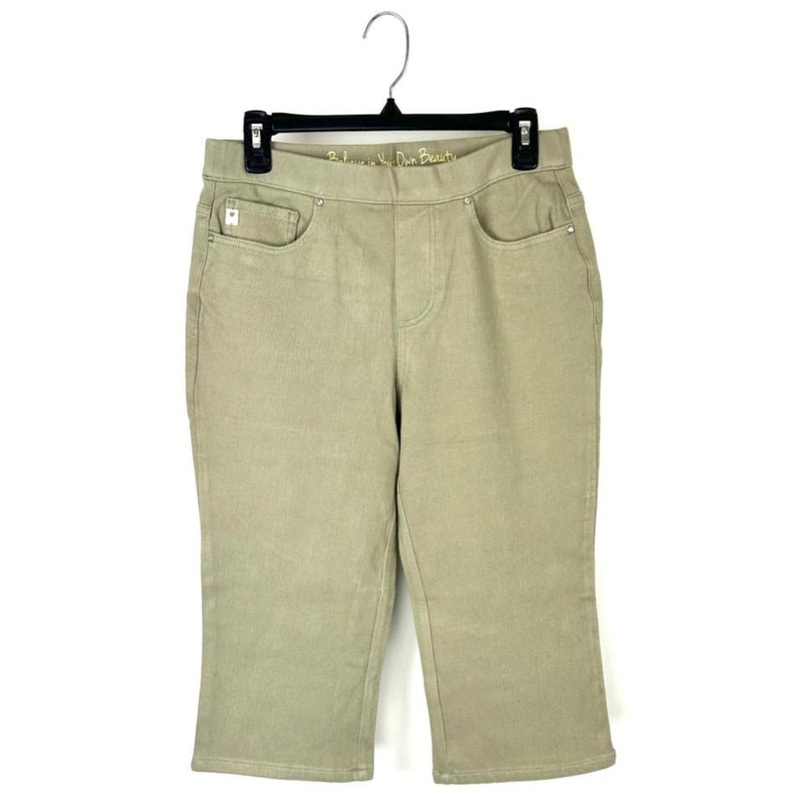Cropped Khaki Pants with Rhinestone Detailing – Size 6 and 12 Size 6