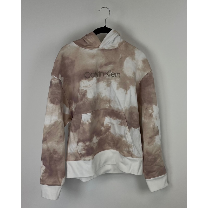 Purple and Tan Tie Dye Logo Hoodie – Small