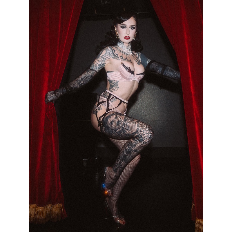 Rosalind Satin & Lace Garter Belt Black S/M