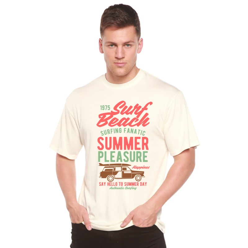 Surf Beach Spun Bamboo Men’s Bamboo Viscose/Organic Cotton Short Sleeve Graphic T-Shirt Medium Black