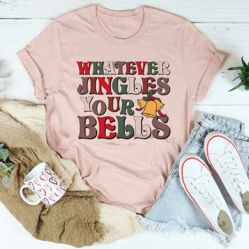 Whatever Jingles Your Bells Tee Heather Prism Peach S