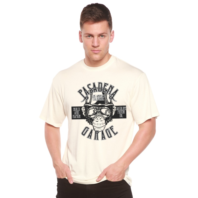 Pasadena Garage Men’s Bamboo Viscose/Organic Cotton Short Sleeve Graphic T-Shirt Medium Black