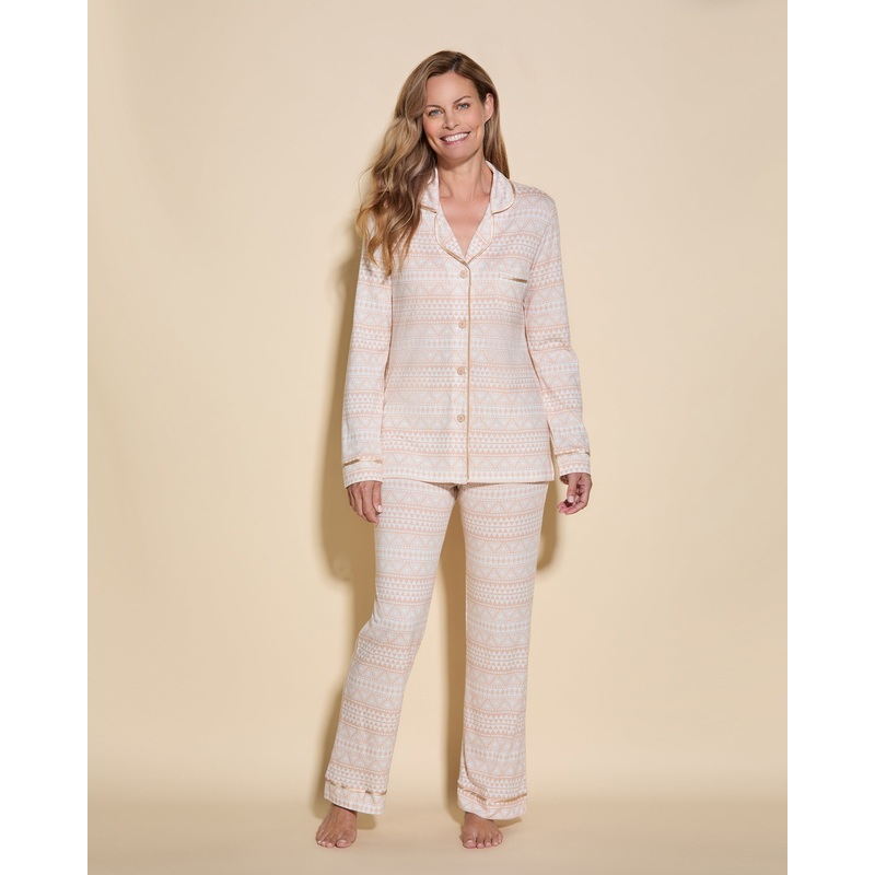 Pigiama Con Top A Maniche Lunghe E Pantaloni Geo Camel/Camel XS