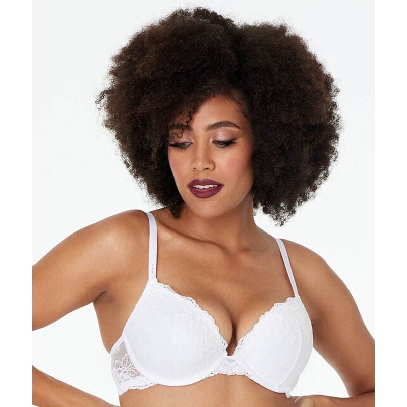 Pleasure State My Fit Lace Graduated Push-Up Plunge Bra – White 32A