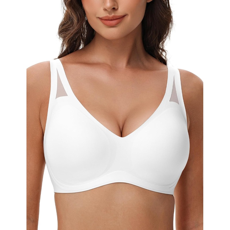 Seamless Wireless V-Neck Bra White Small
