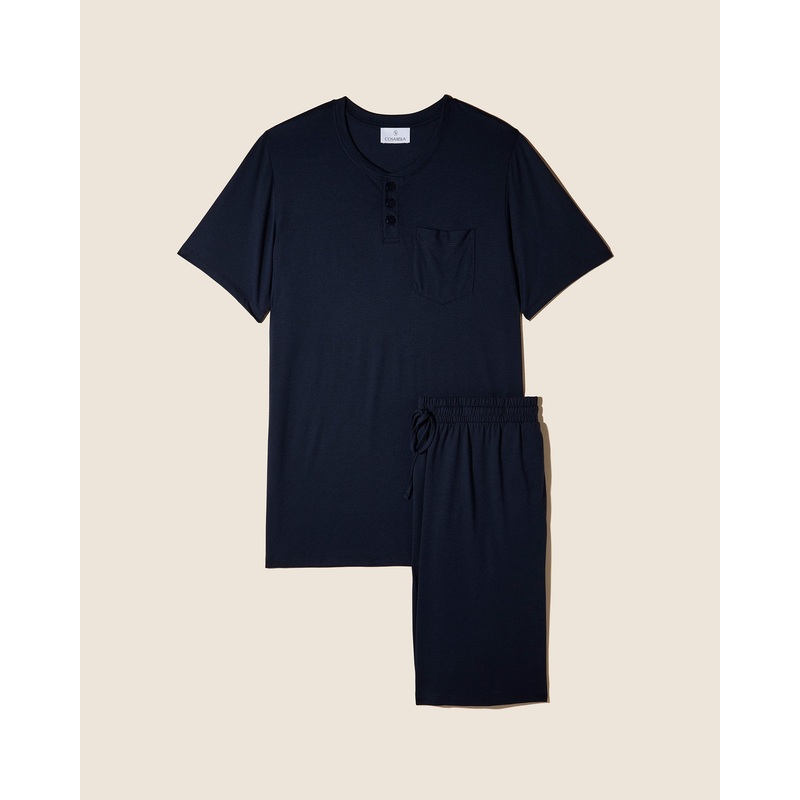 Set Pigiama Da Uomo Maglietta Girocollo E Pantaloncini Navy S