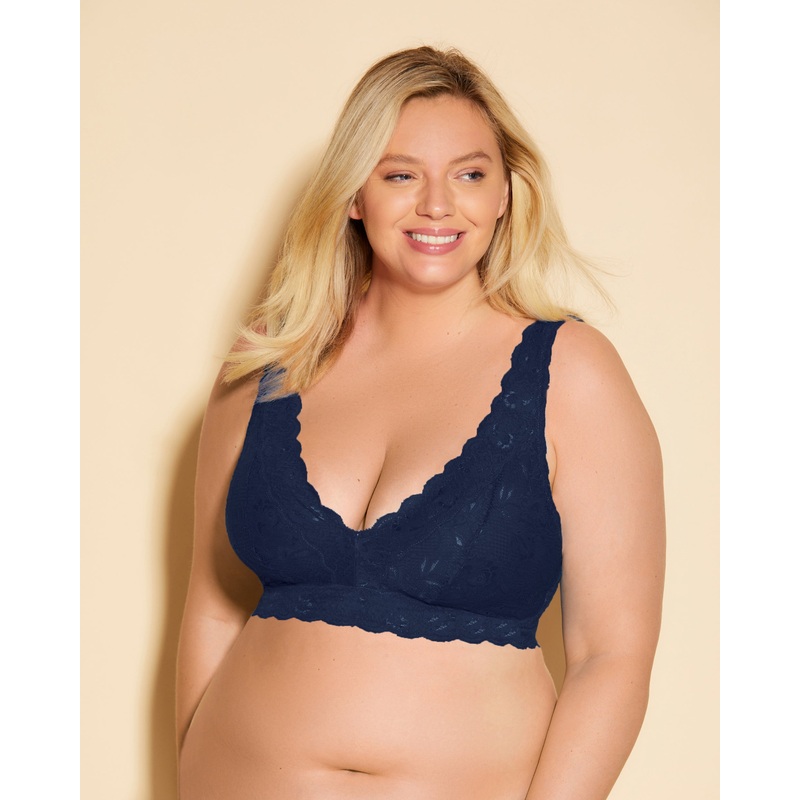 Ultra Curvy Plungie Longline Bralette Navy Blue XS
