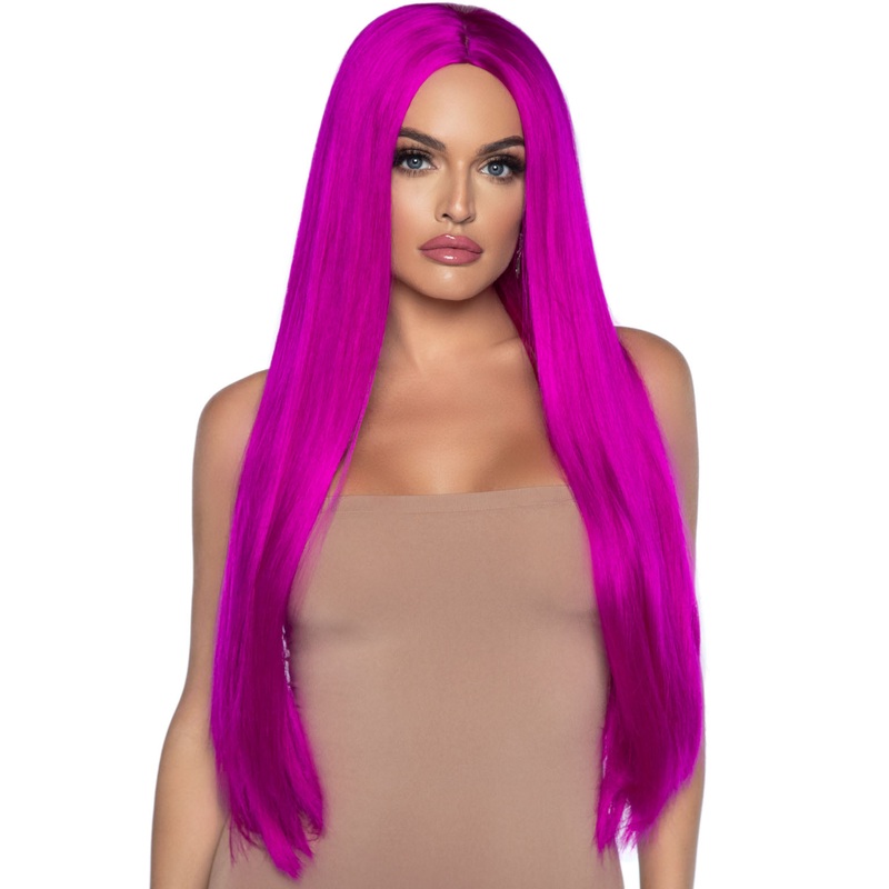 33 Inch Long Straight Center Part Wig – Raspberry