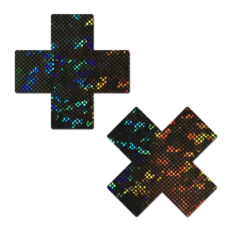 Disco Plus X Glitter Nipple Pasties by Pastease Black Plus X