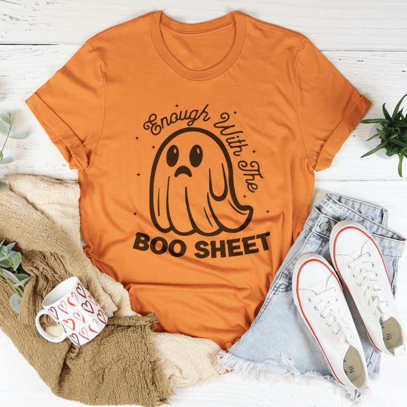 Enough With The Boo Sheet Tee Black Heather S