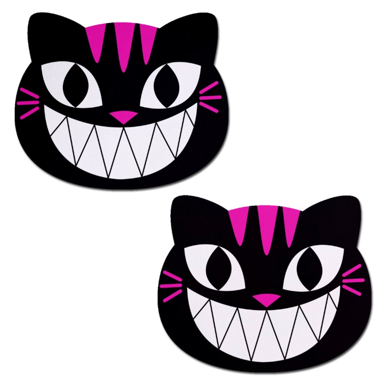 Kitty Cat: Black & Pink Chesire Kitty Cat Nipple Pasties by Pastease