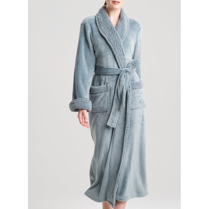 Plush Sherpa Spa Blue Long Robe Spa Blue XS