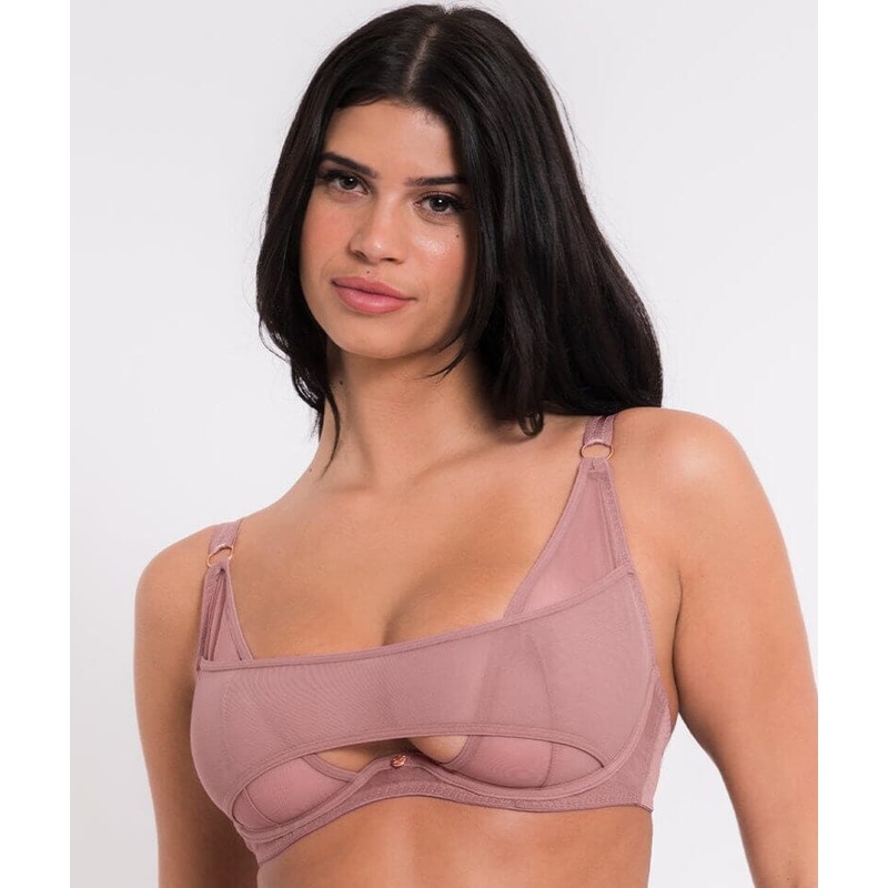 Scantilly Peep Show Deep Plunge Bra – Dusty Rose 36DD/E