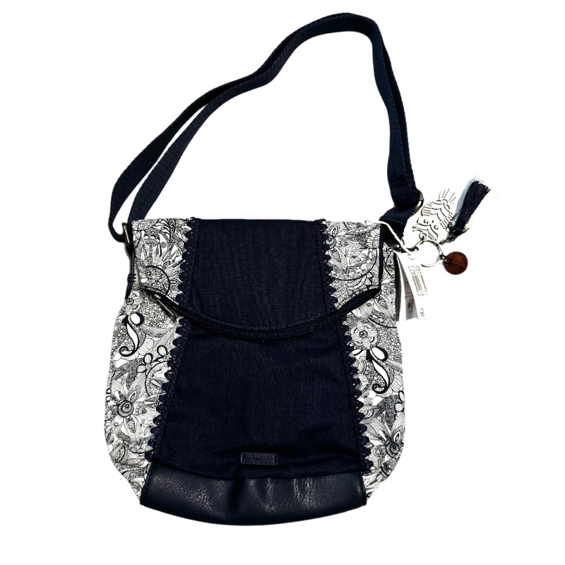 Blue and White Paisley Crossbody Bag
