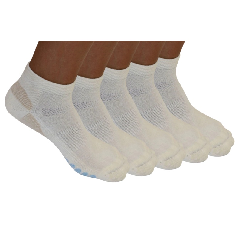High Performance Anklet Bamboo Viscose Socks Unisex White Color – 5-pack Small