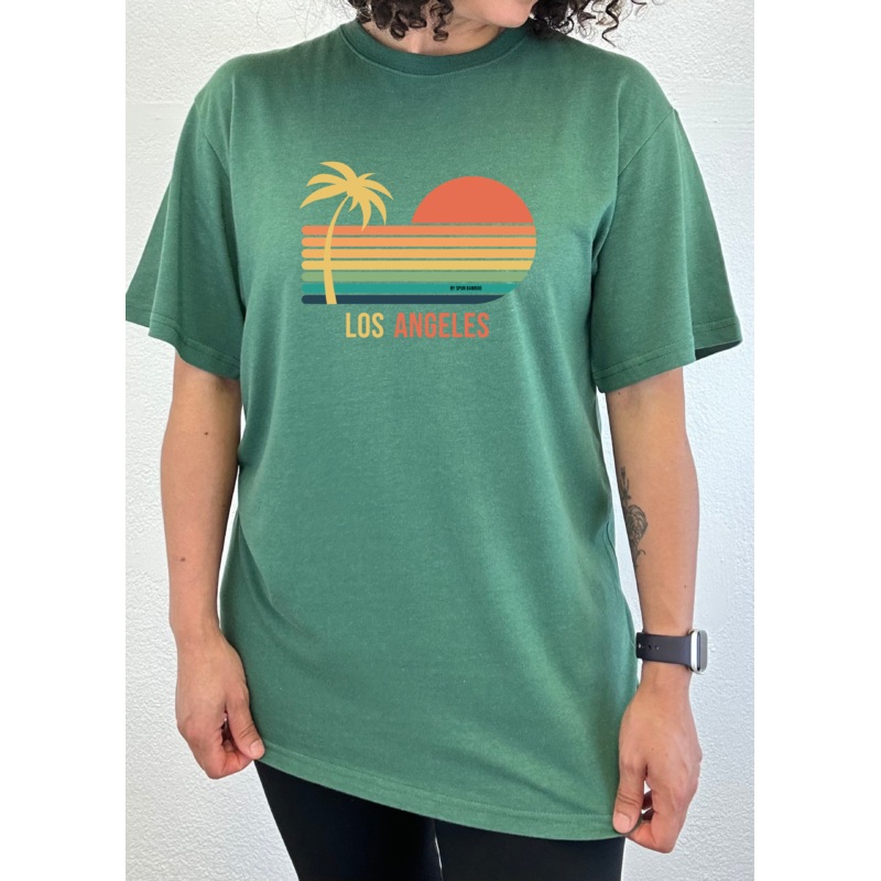 Los Angeles Unisex Bamboo Viscose/Organic Cotton Short Sleeve Graphic T-Shirt Medium Black