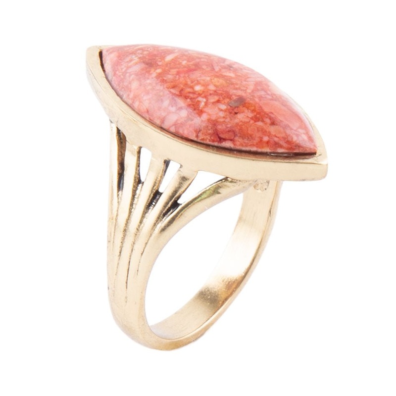 Spark Orange Sponge Coral Golden Ring 6