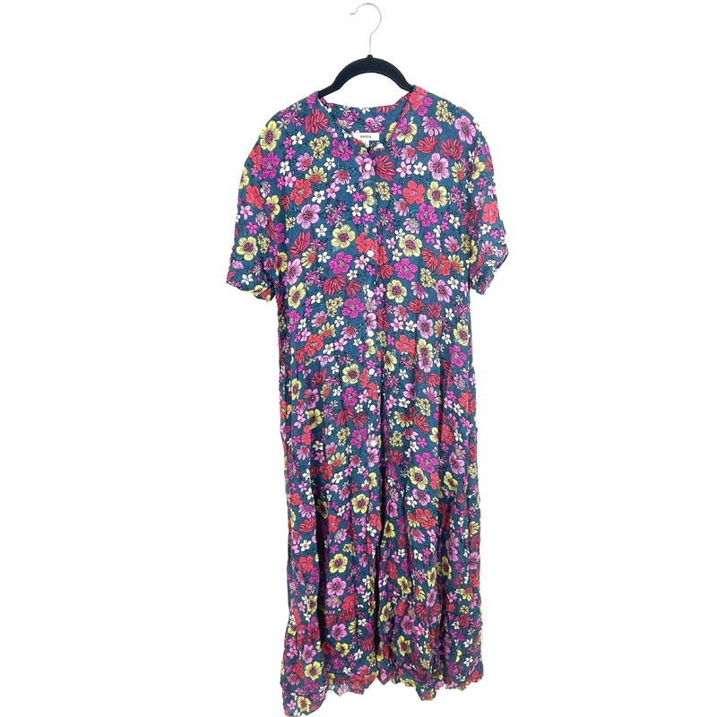 Teal Floral Button Up Night Gown – Size 4/6