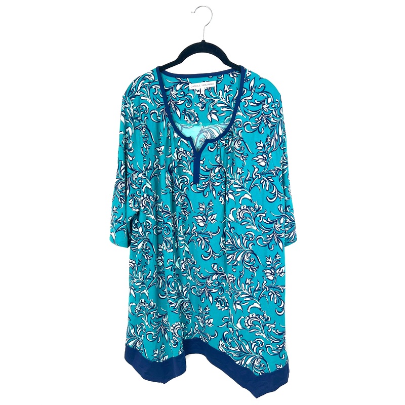 Teal Printed Night Shirt  –  1X