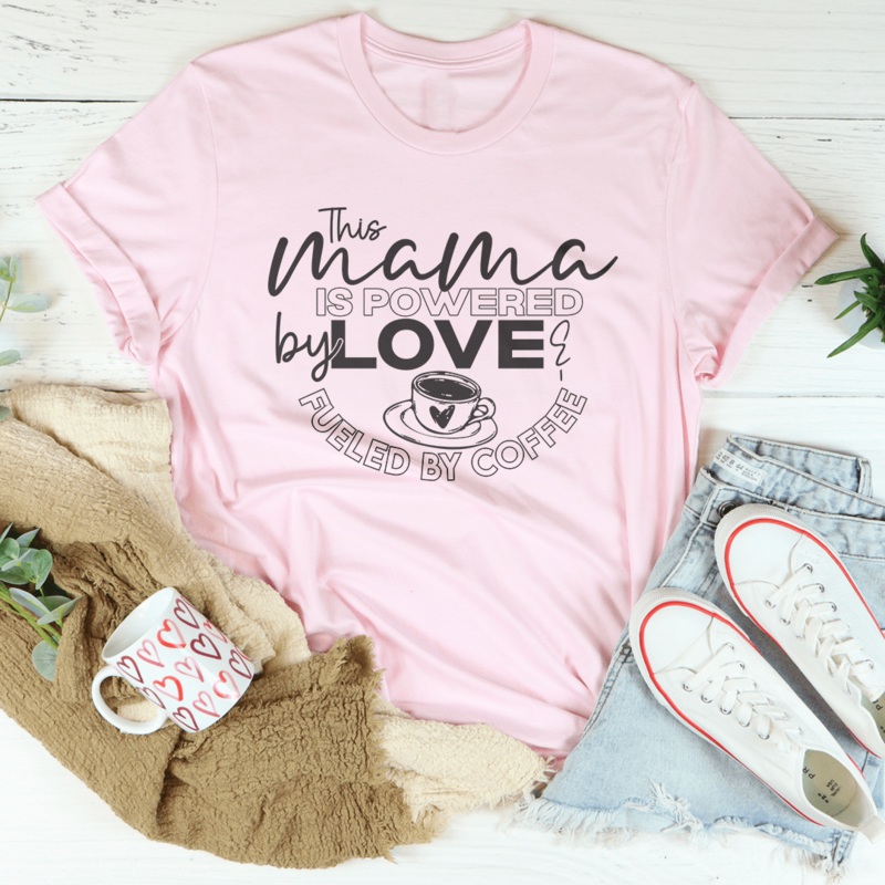 This Mama Is Powered By Love Tee Black Heather S