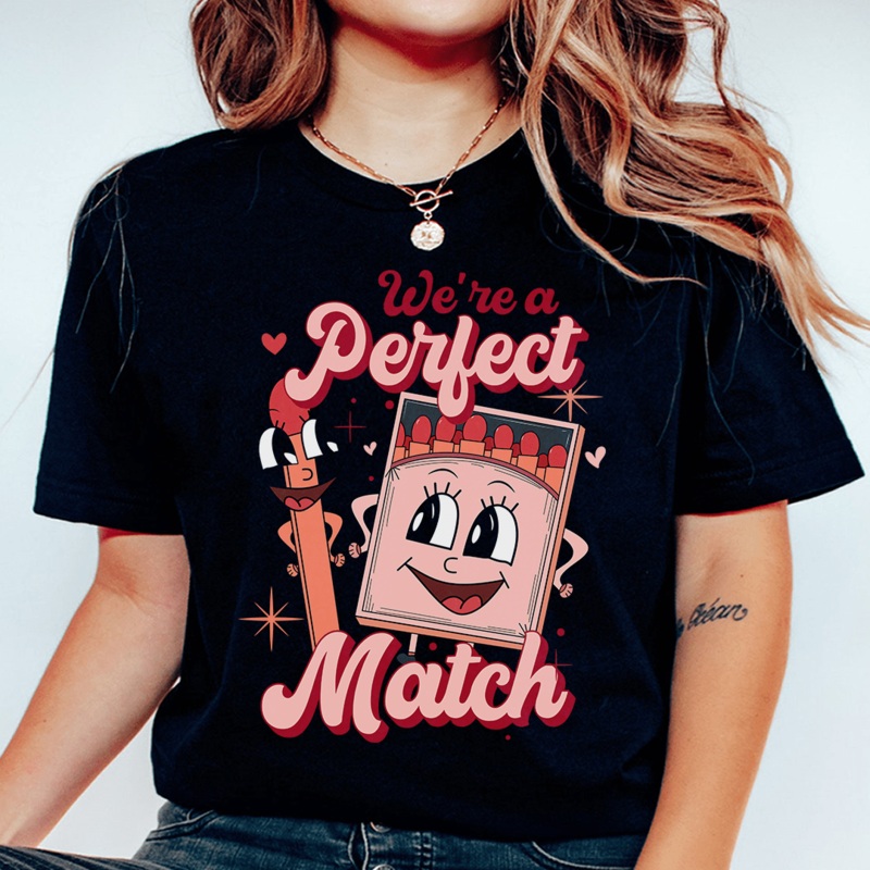 We’re A Perfect Match Tee Black Heather S