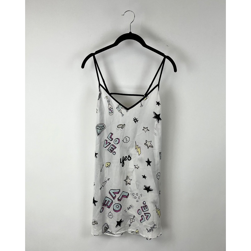 White Printed Slip Night Dress – Small