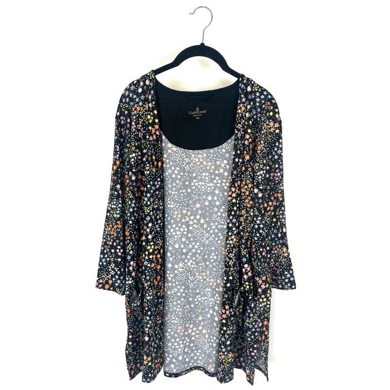 Black Floral Printed Lightweight Cardigan – Size 2/4