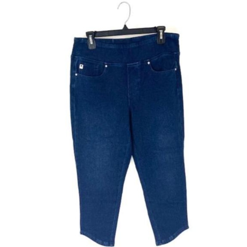Dark Wash Slanted Hem Jeans – Size 12