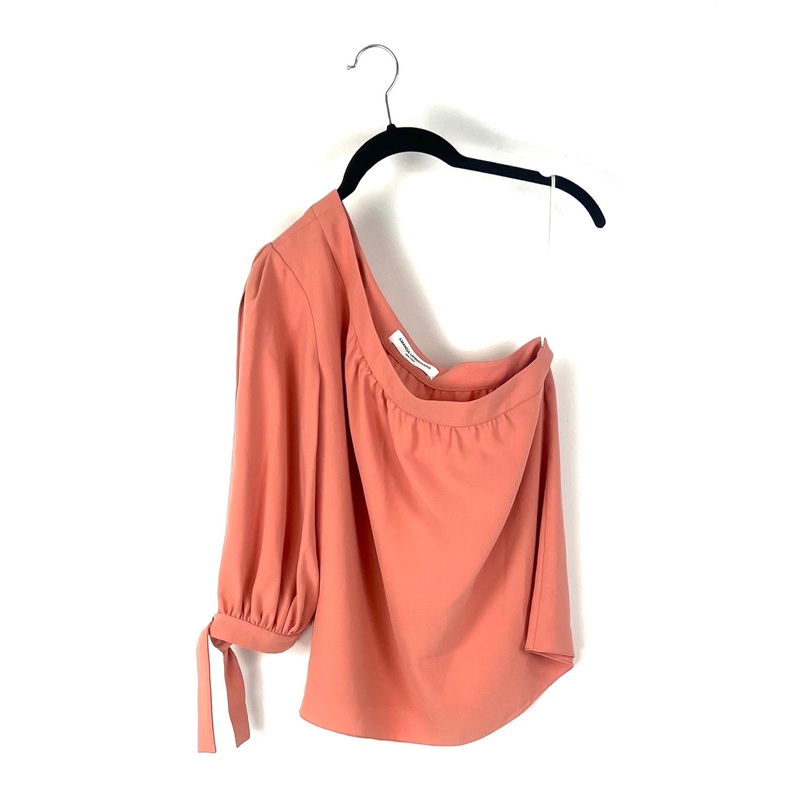 One-Shoulder Cantaloupe Orange Blouse – Size 4-6