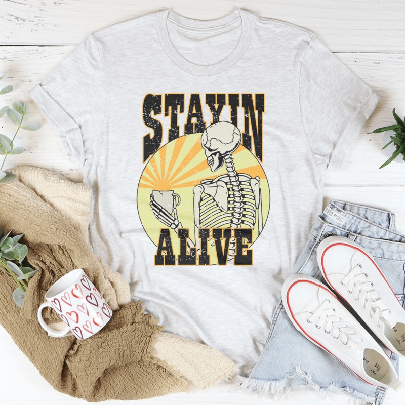 Stayin Alive Tee Mustard S
