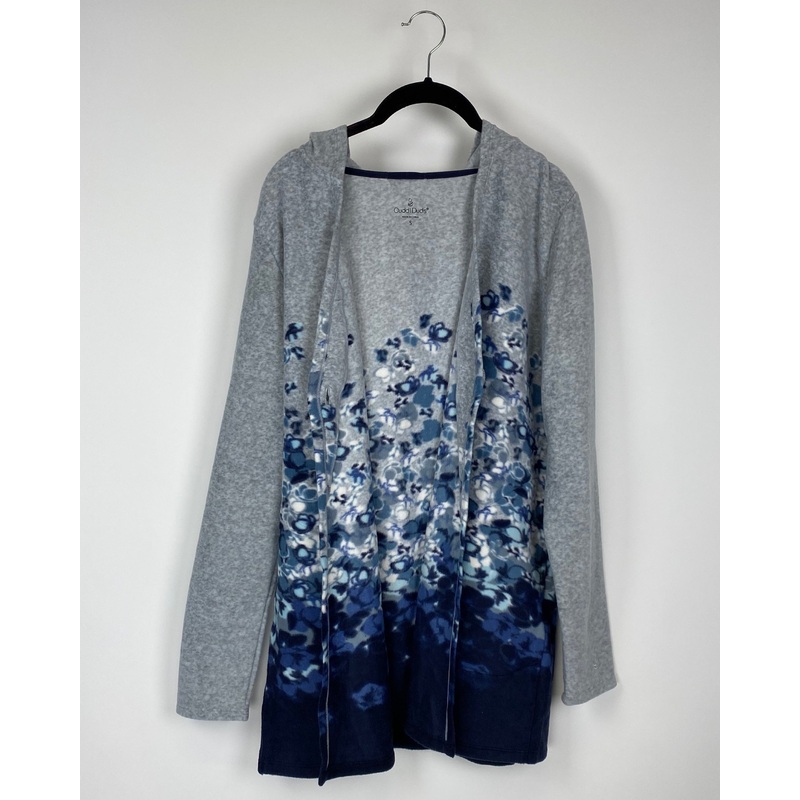 Blue And Grey Fleece Printed Cardigan – Size 2/4