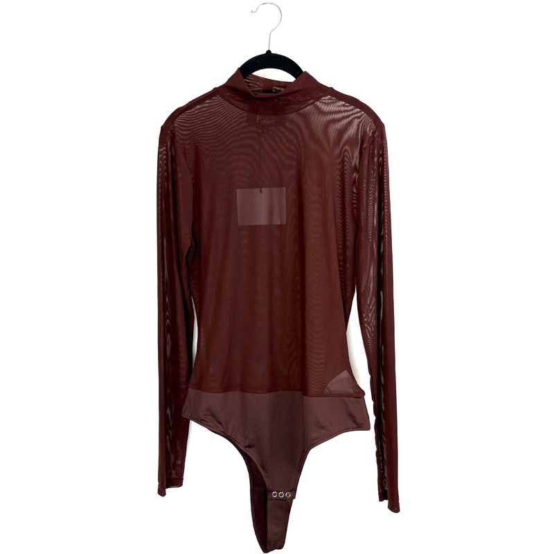 Chocolate Brown Mesh Bodysuit Top – 0X