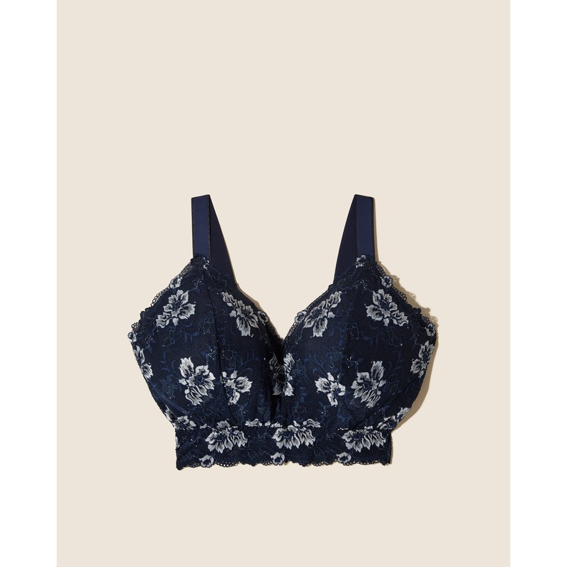 Ultra Curvy Longline Bralette Noct Blue/Ivory XS