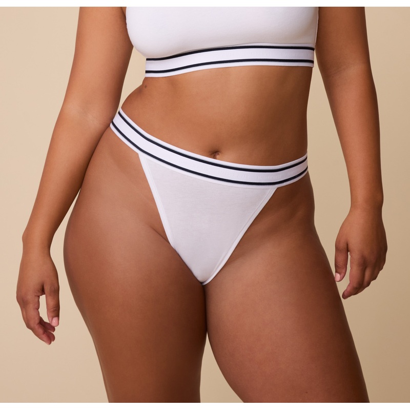 Cloud Cotton Retro French Cut Bikini – White White XS