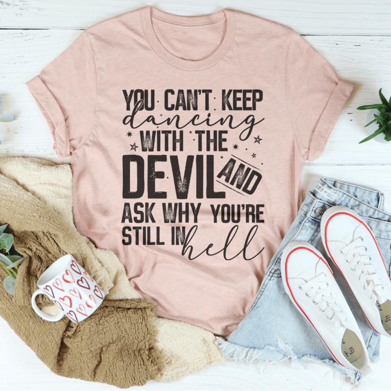 Dancing With The Devil Tee Heather Prism Peach S