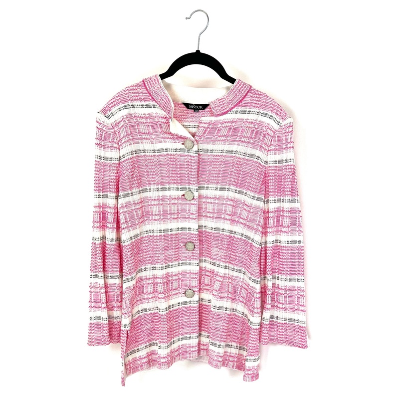 Pink White and Black Textured Cardigan – Size 2-4