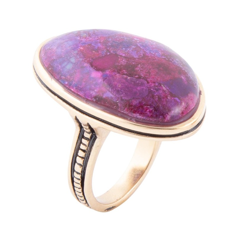 Aruba Purple Turquoise Golden Statement Ring 7